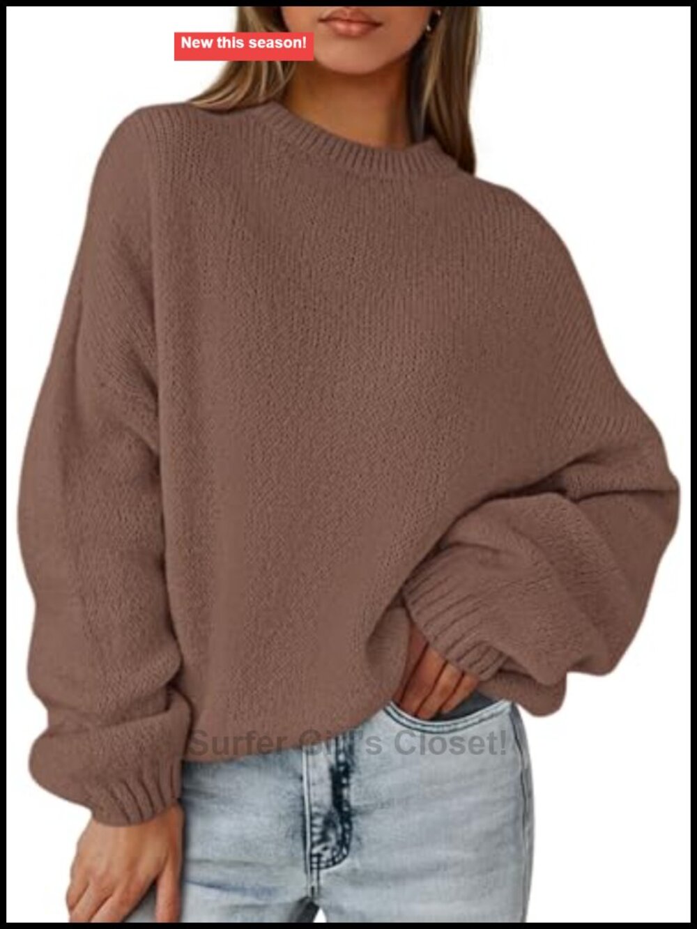 Oversized Chunky Knit Pullover Sweater Drop Shoulder Tunic